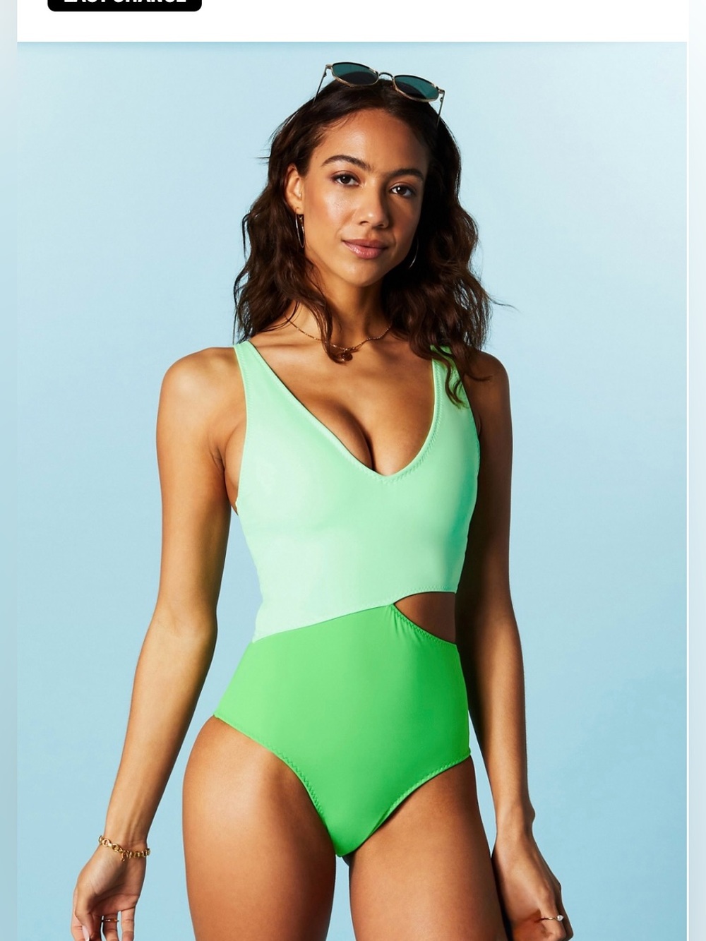 Fabletics Green Asymmetrical Cutout Shaping One-Piece Swimsuit Size M
